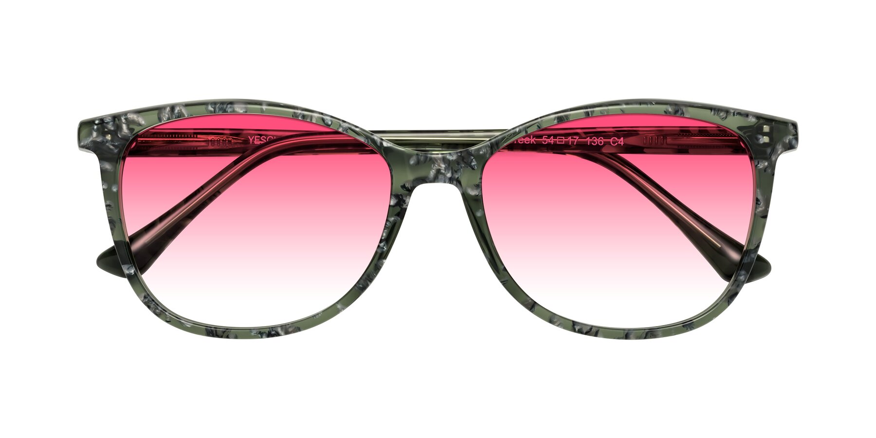 Folded Front of Creek in Green Floral with Pink Gradient Lenses