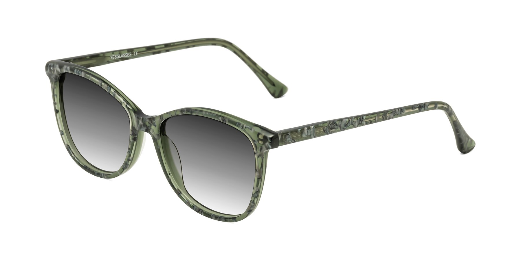 Angle of Creek in Green Floral with Gray Gradient Lenses