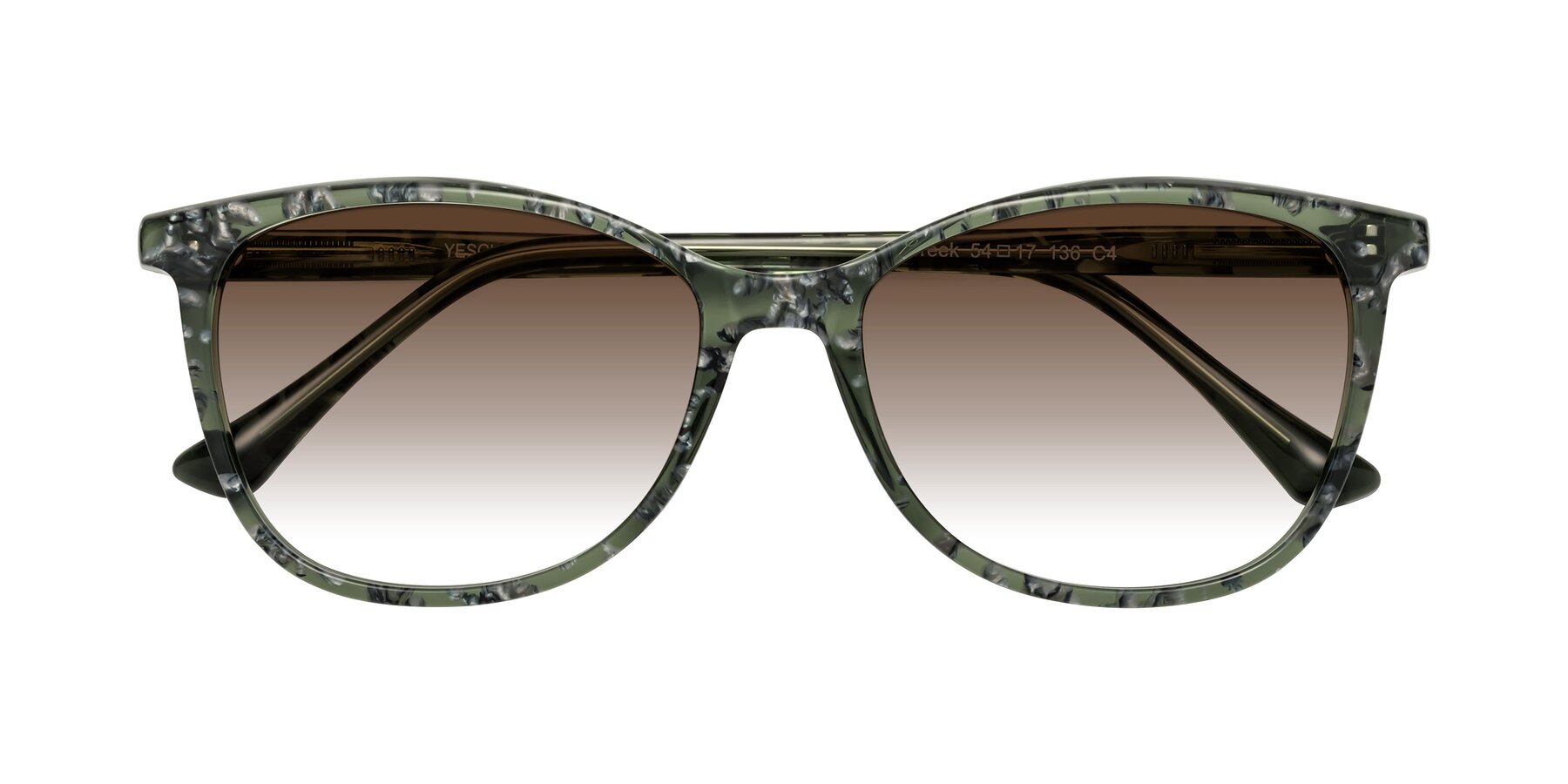 Folded Front of Creek in Green Floral with Brown Gradient Lenses