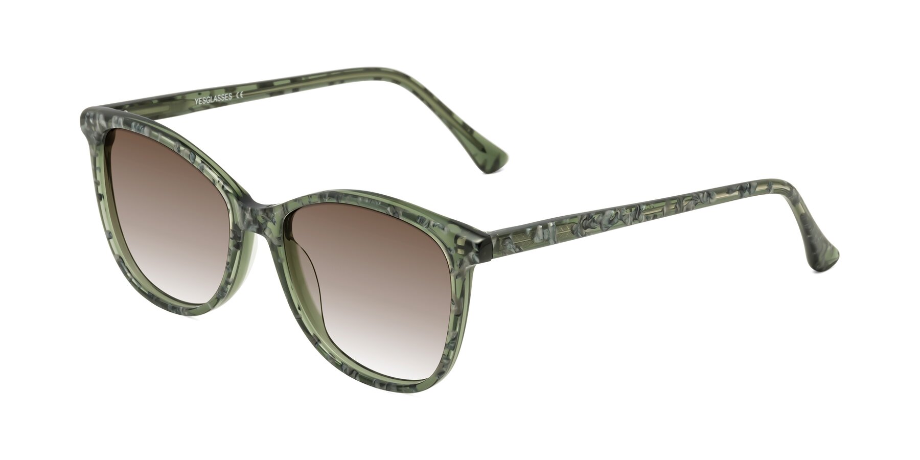 Angle of Creek in Green Floral with Brown Gradient Lenses