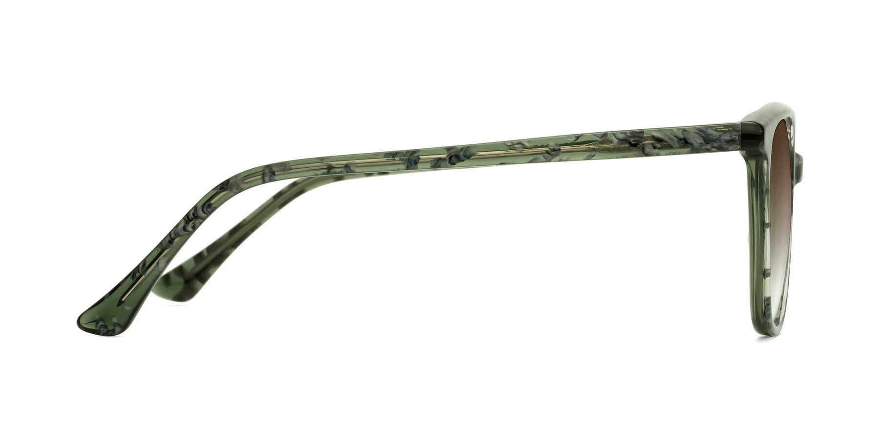 Side of Creek in Green Floral with Brown Gradient Lenses