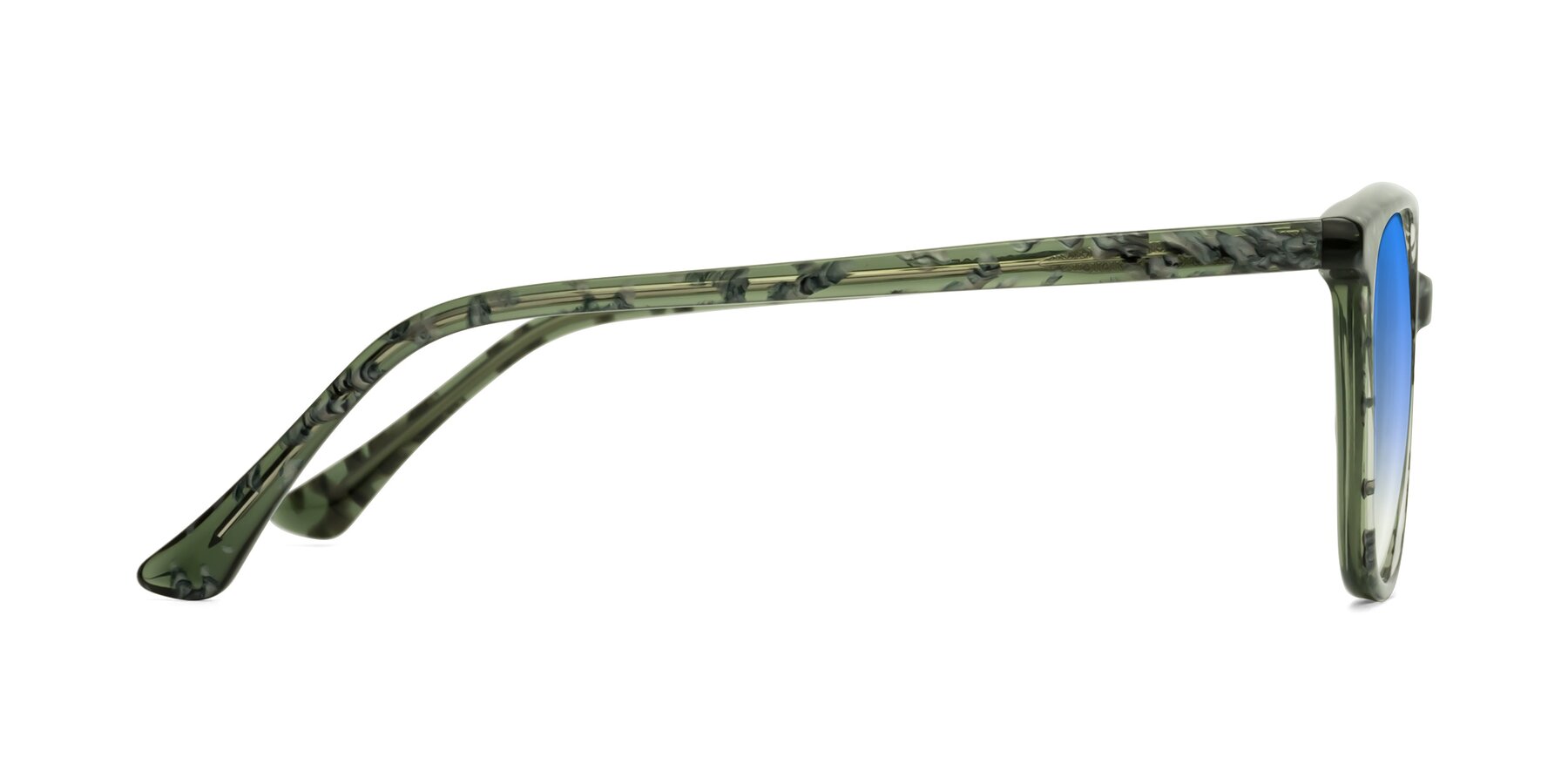 Side of Creek in Green Floral with Blue Gradient Lenses