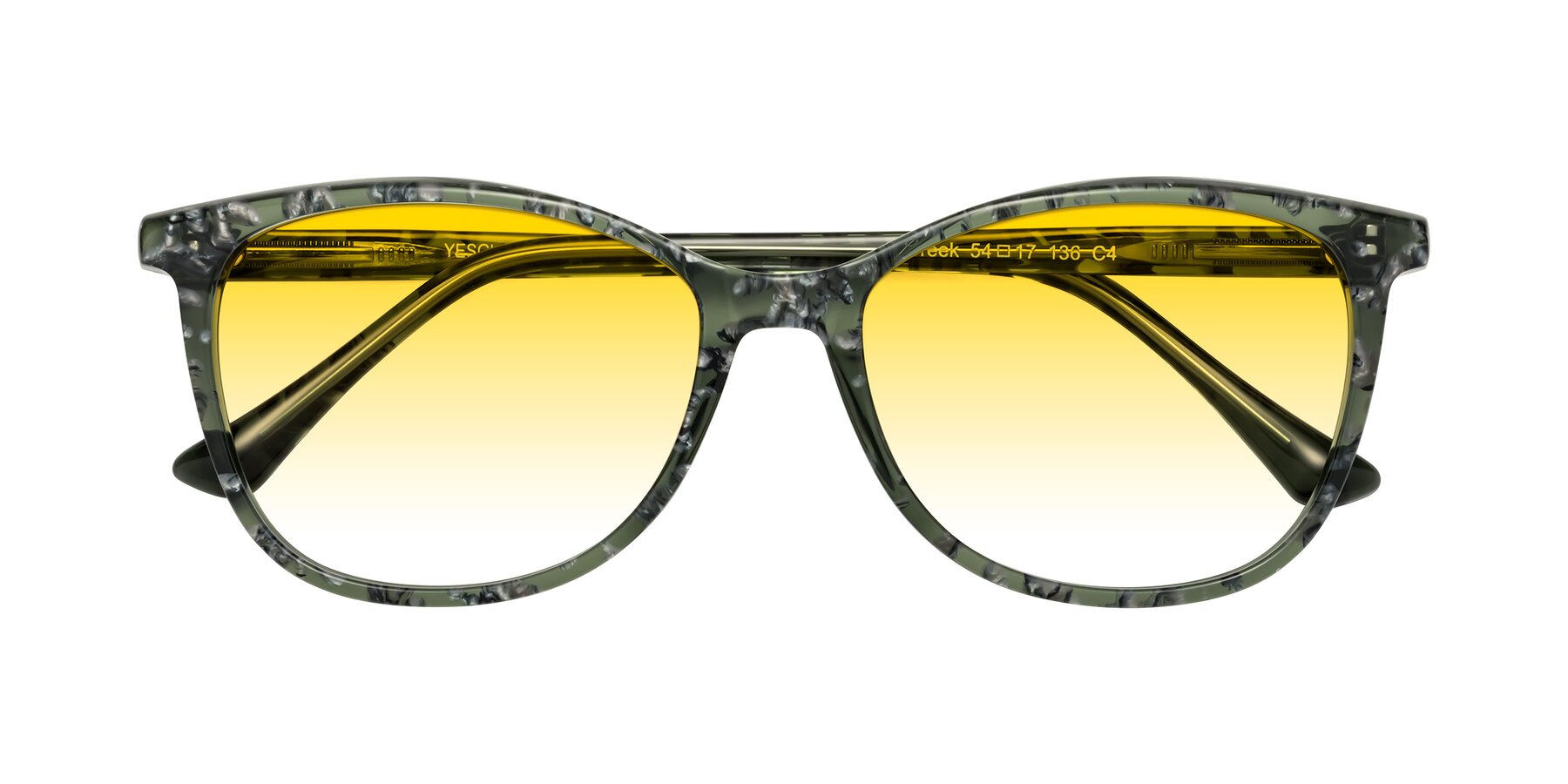 Folded Front of Creek in Green Floral with Yellow Gradient Lenses