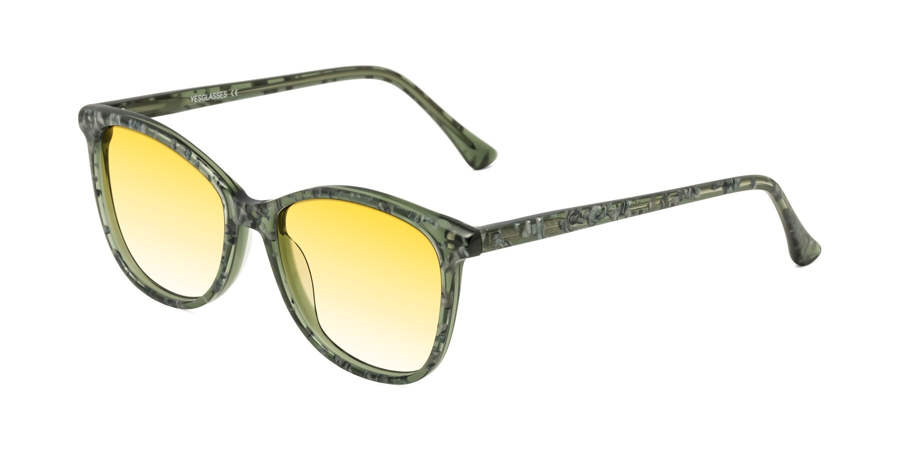 Angle of Creek in Green Floral with Yellow Gradient Lenses