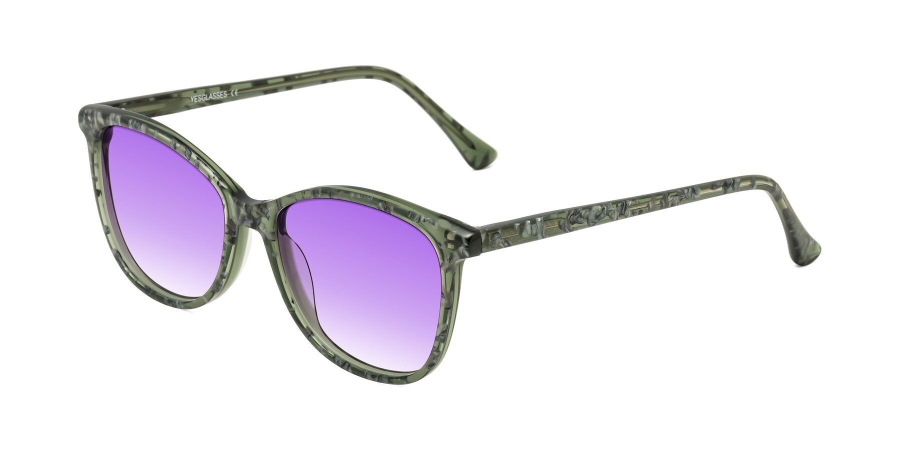 Angle of Creek in Green Floral with Purple Gradient Lenses