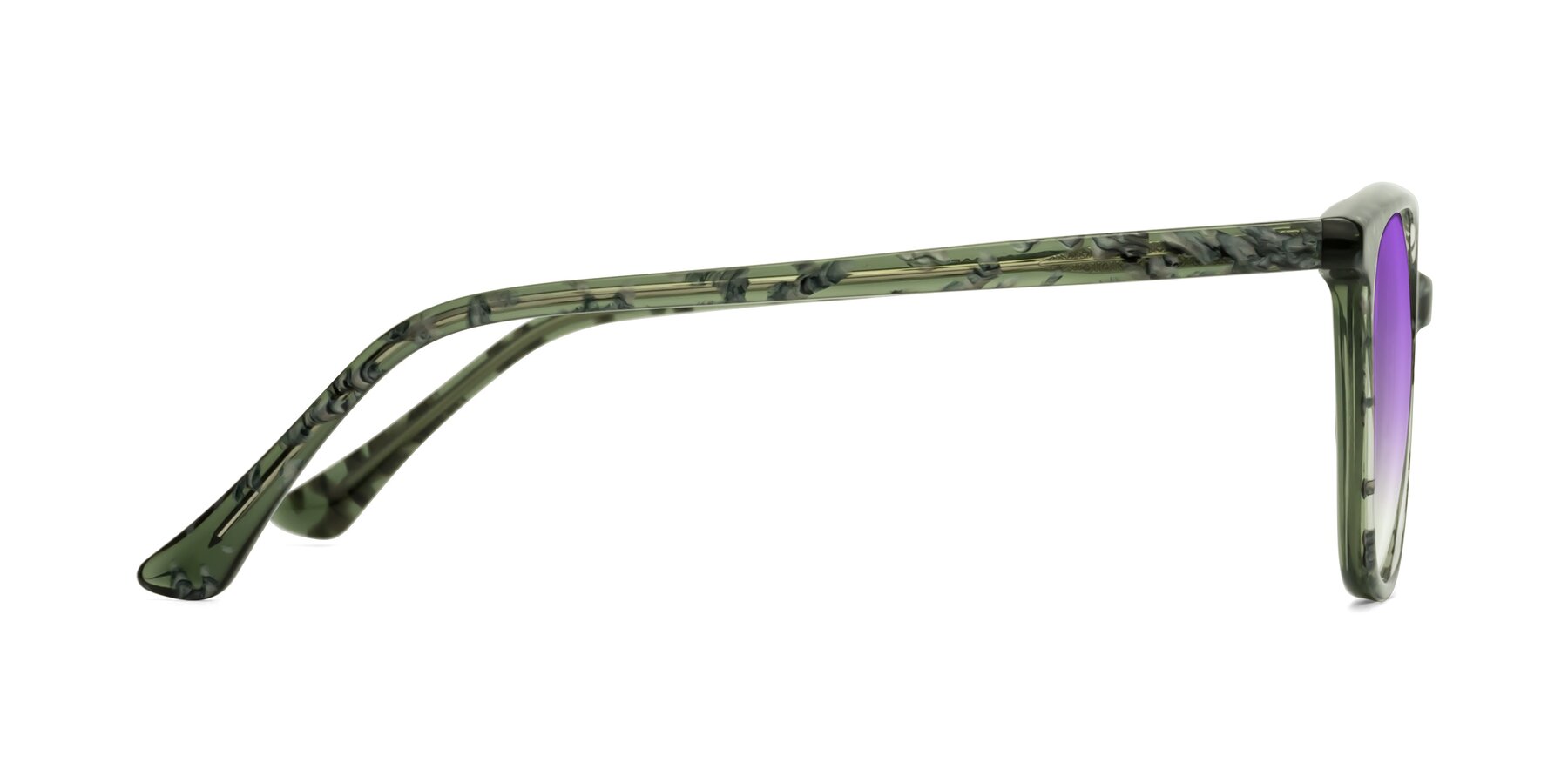 Side of Creek in Green Floral with Purple Gradient Lenses