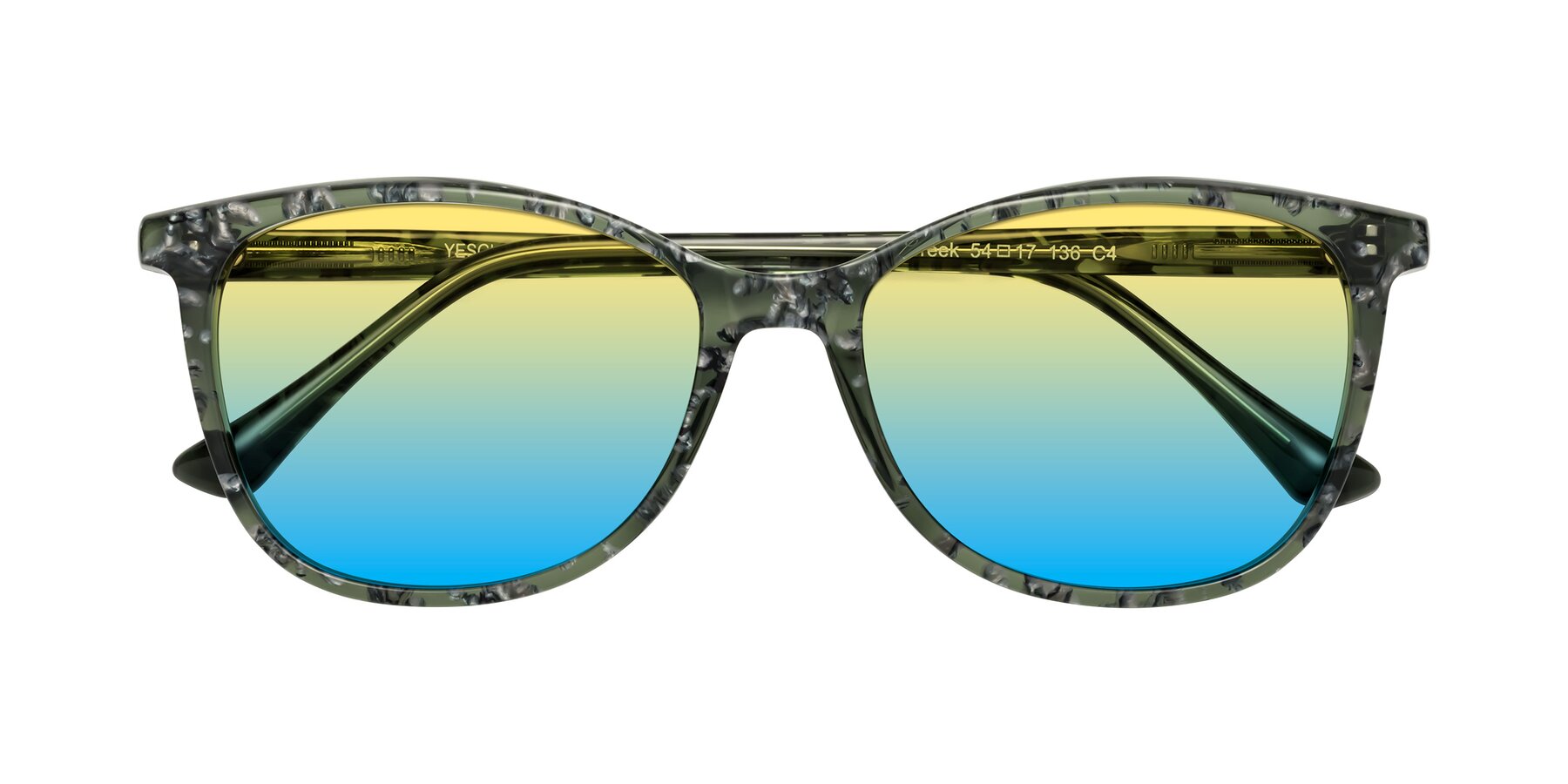 Folded Front of Creek in Green Floral with Yellow / Blue Gradient Lenses