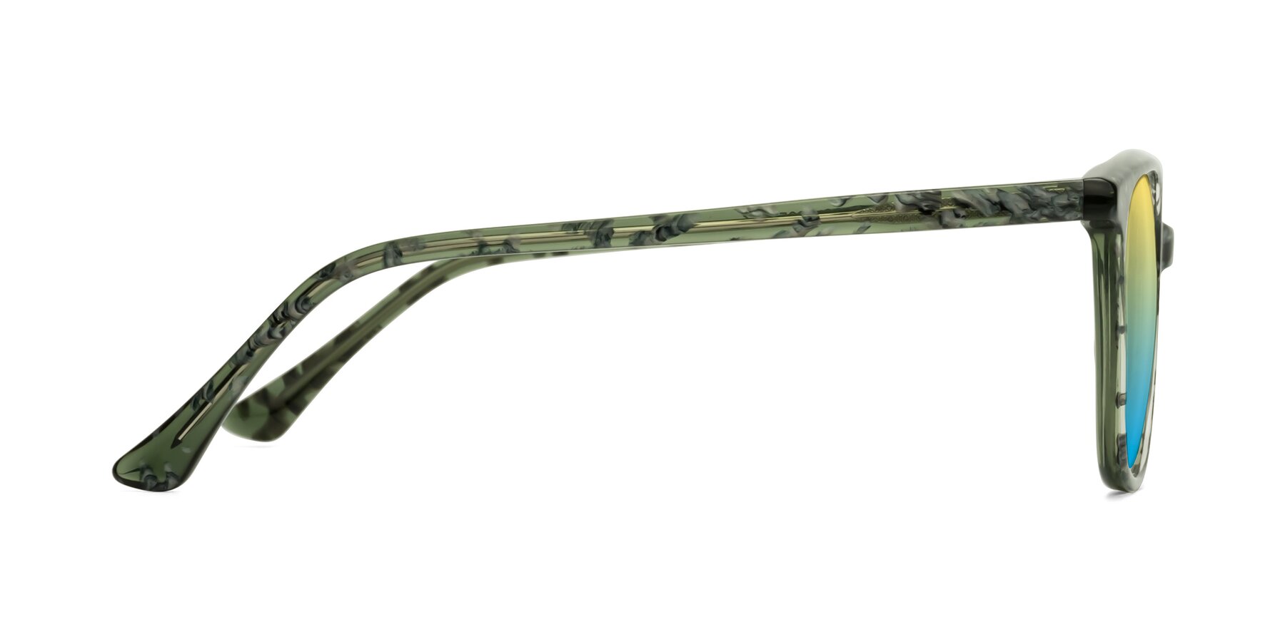 Side of Creek in Green Floral with Yellow / Blue Gradient Lenses