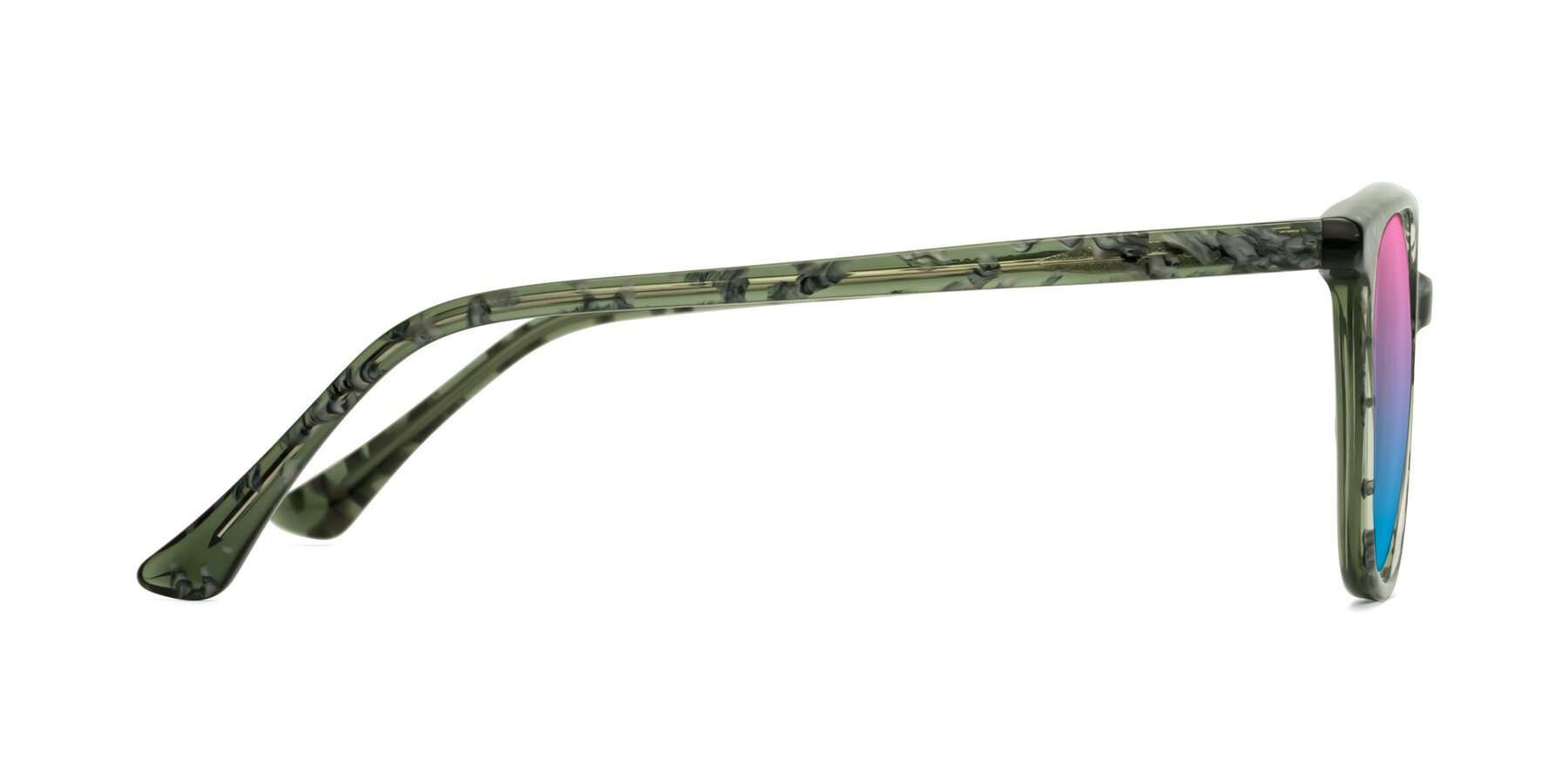 Side of Creek in Green Floral with Pink / Blue Gradient Lenses
