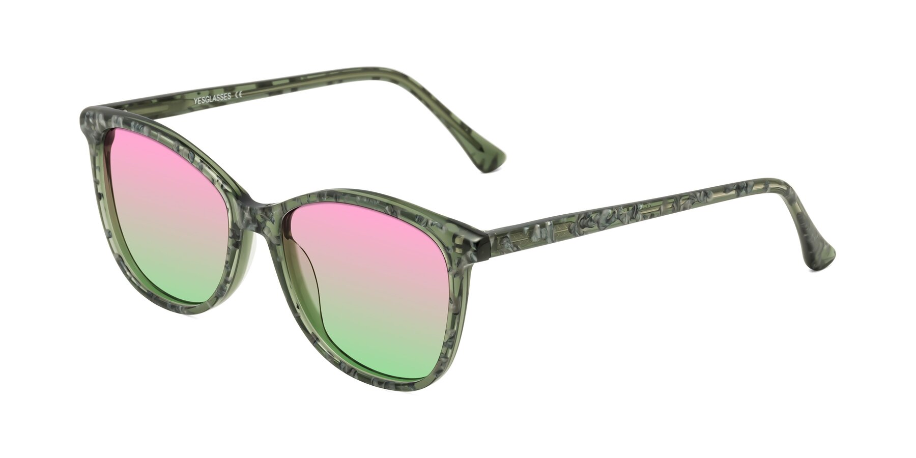 Angle of Creek in Green Floral with Pink / Green Gradient Lenses