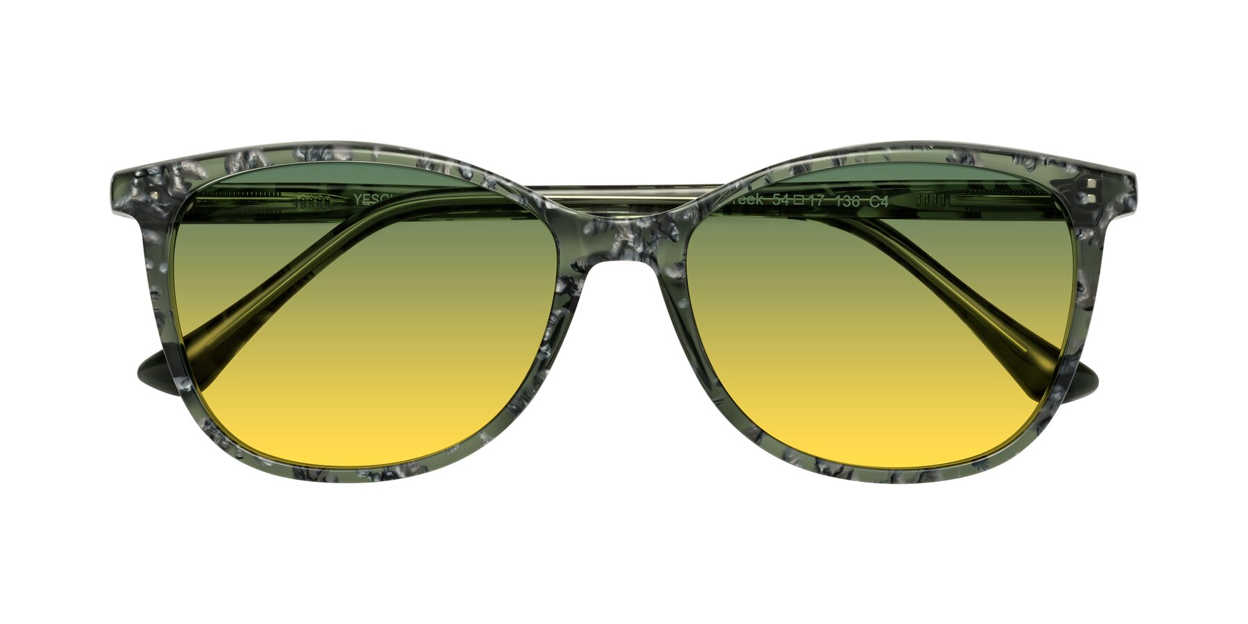 Folded Front of Creek in Green Floral with Green / Yellow Gradient Lenses