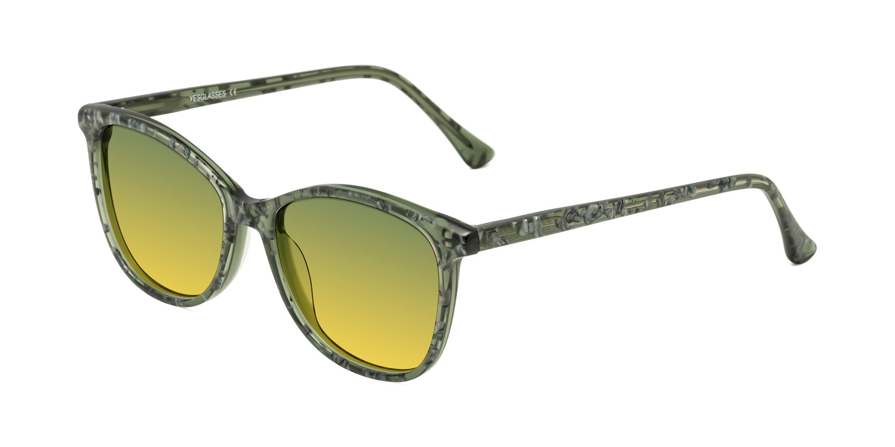 Angle of Creek in Green Floral with Green / Yellow Gradient Lenses
