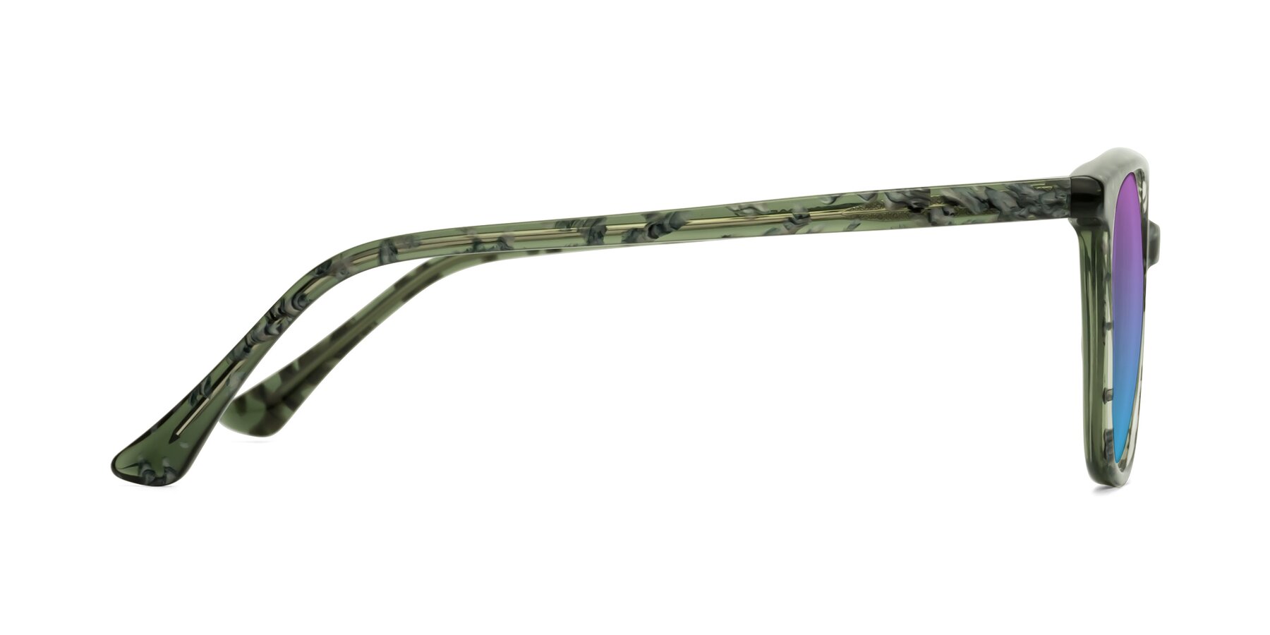 Side of Creek in Green Floral with Purple / Blue Gradient Lenses
