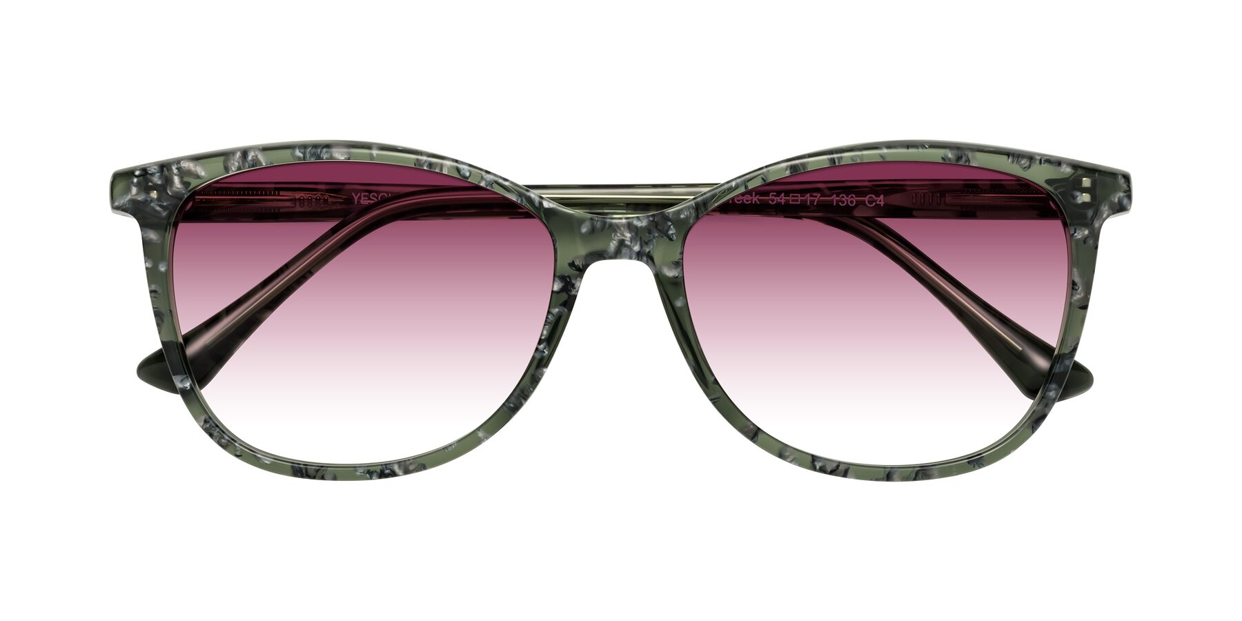 Folded Front of Creek in Green Floral with Wine Gradient Lenses