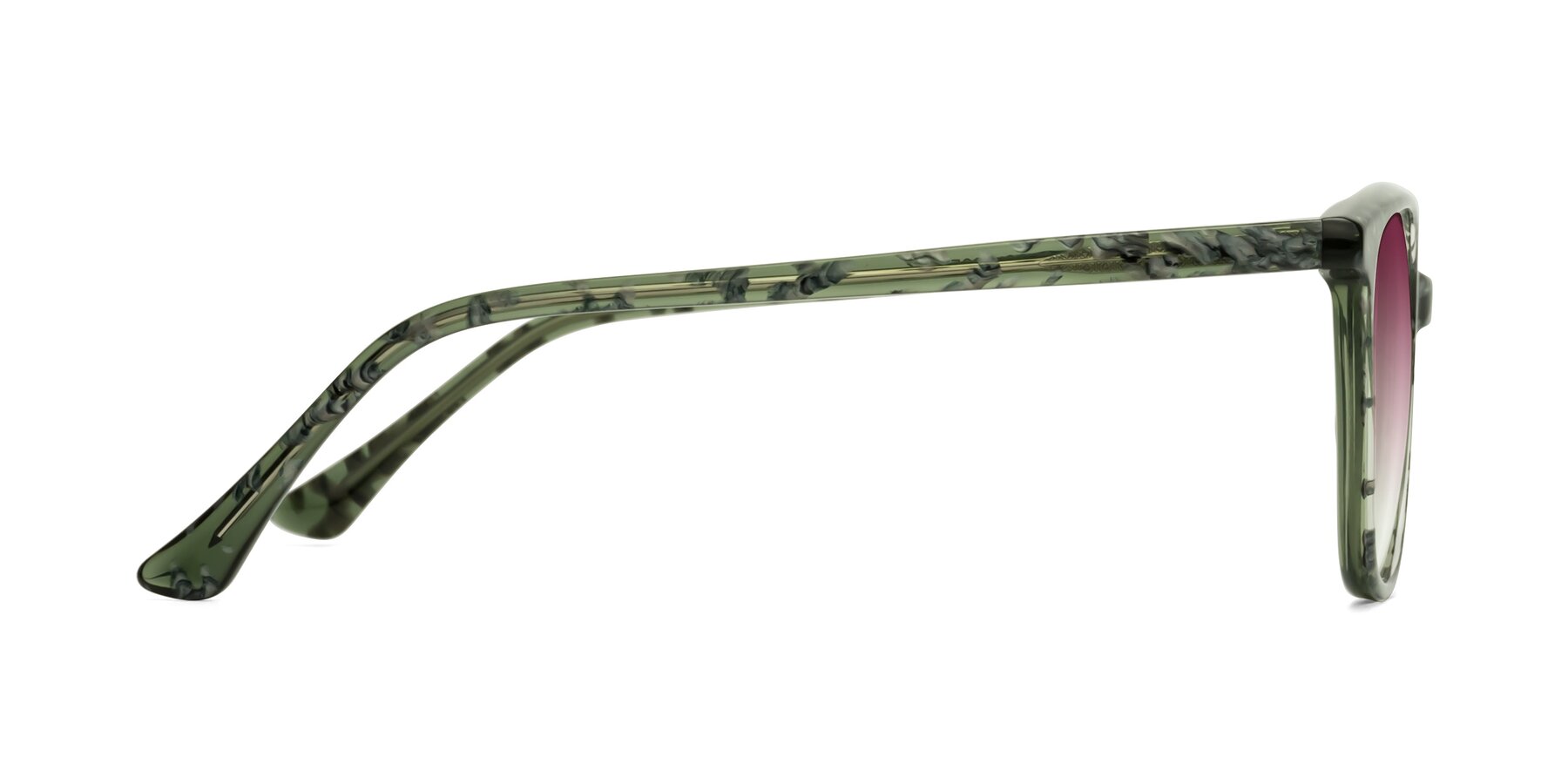 Side of Creek in Green Floral with Wine Gradient Lenses