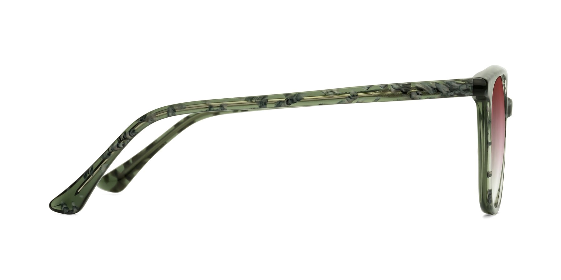 Side of Creek in Green Floral with Garnet Gradient Lenses