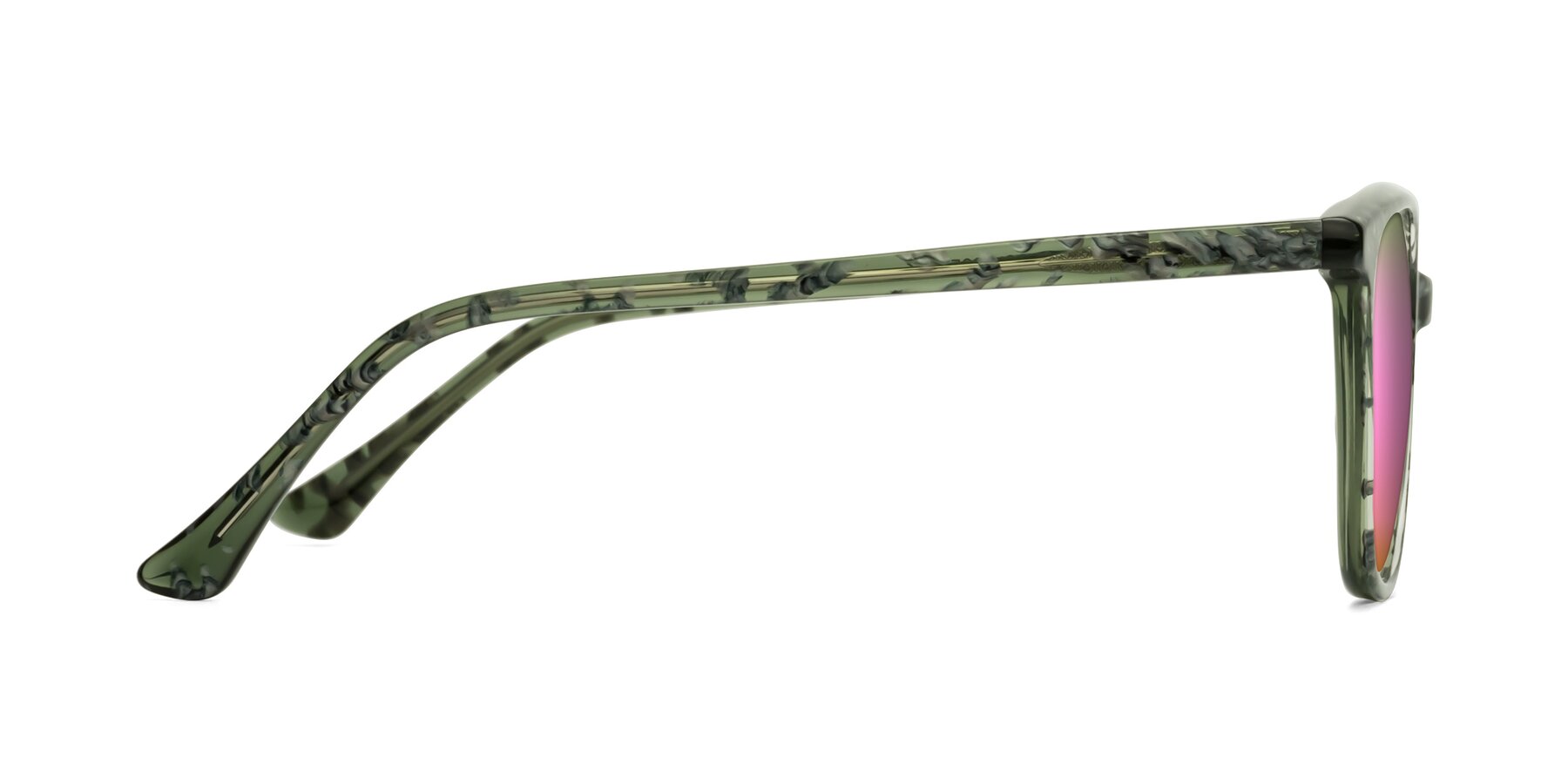 Side of Creek in Green Floral with Pink Mirrored Lenses