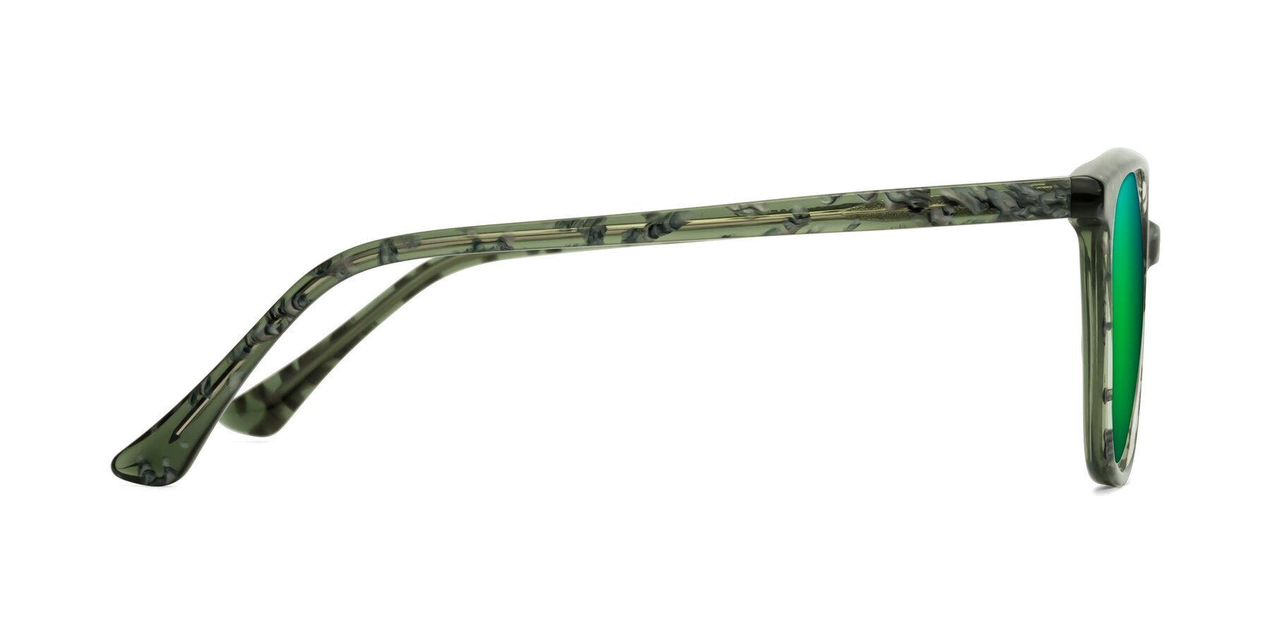 Side of Creek in Green Floral with Green Mirrored Lenses