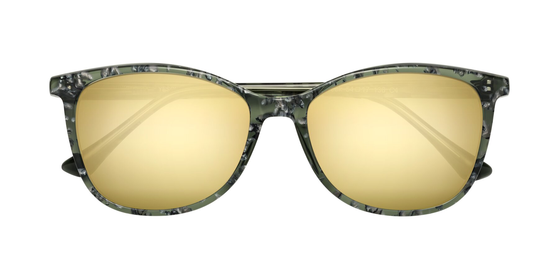 Folded Front of Creek in Green Floral with Gold Mirrored Lenses