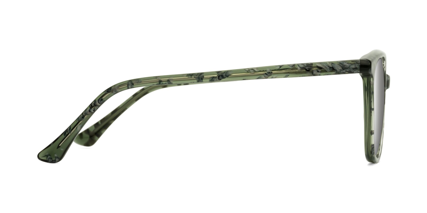 Side of Creek in Green Floral with Silver Mirrored Lenses