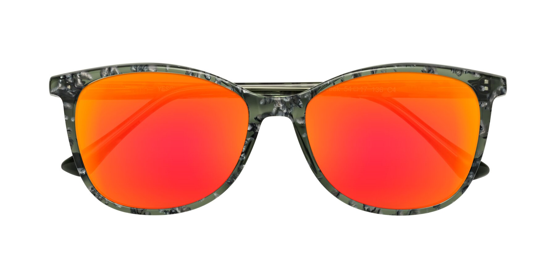 Folded Front of Creek in Green Floral with Red Gold Mirrored Lenses