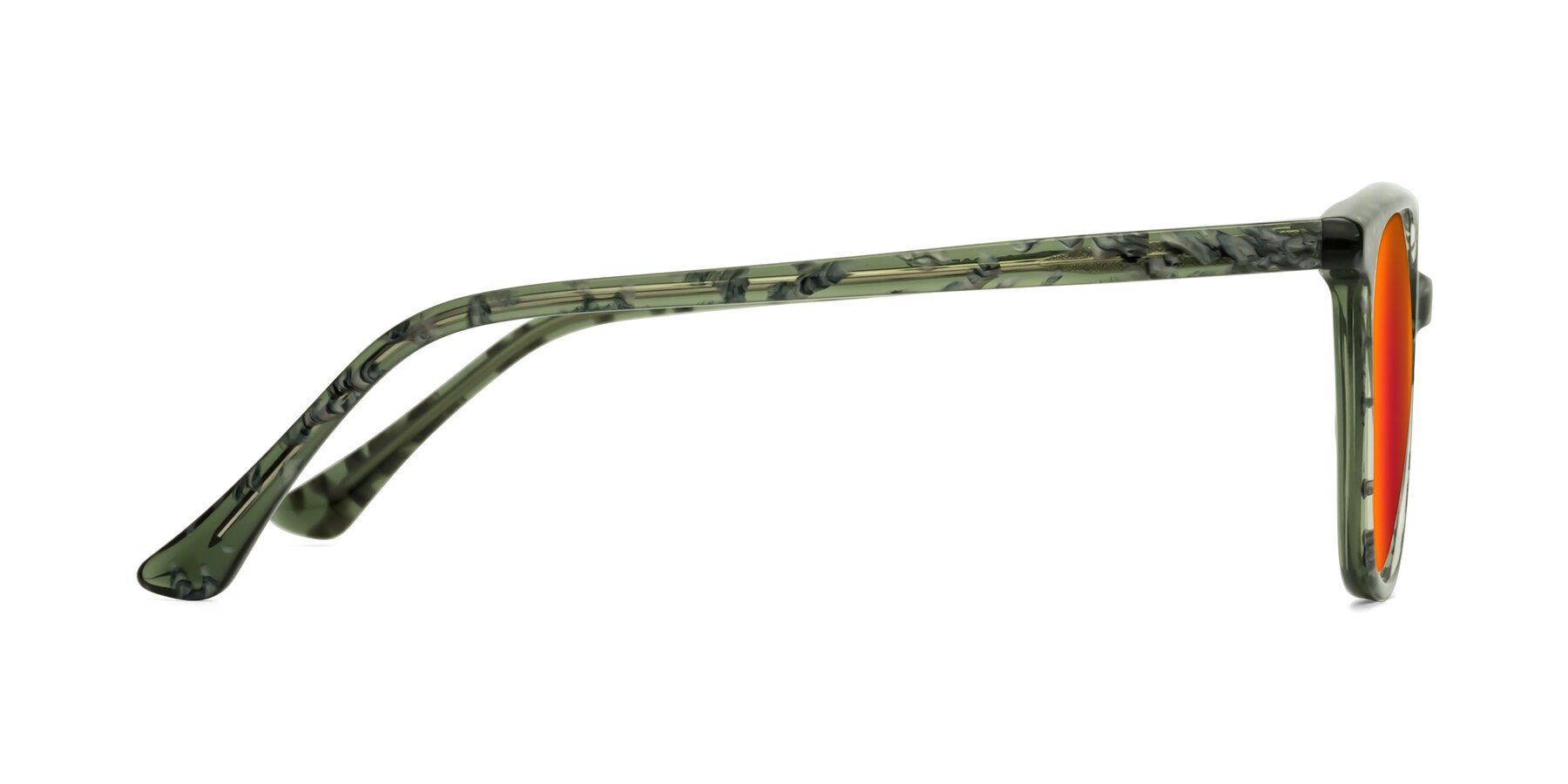 Side of Creek in Green Floral with Red Gold Mirrored Lenses