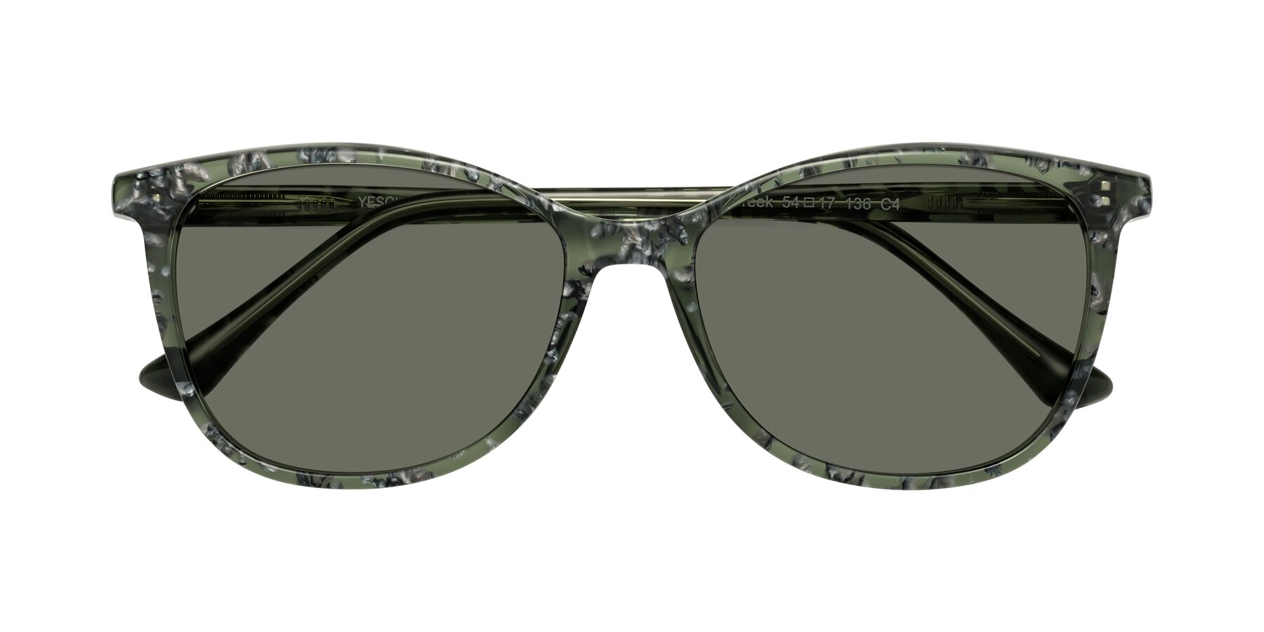 Folded Front of Creek in Green Floral with Gray Polarized Lenses