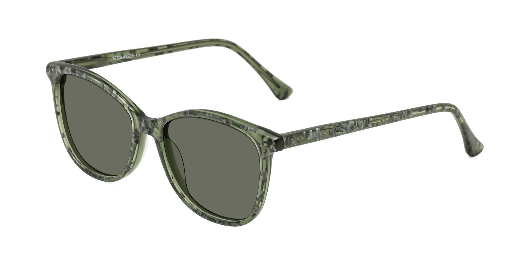 Angle of Creek in Green Floral with Gray Polarized Lenses