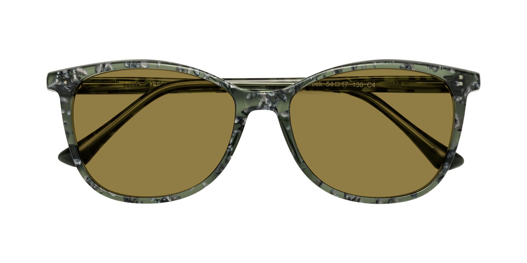 Folded Front of Creek in Green Floral with Brown Polarized Lenses
