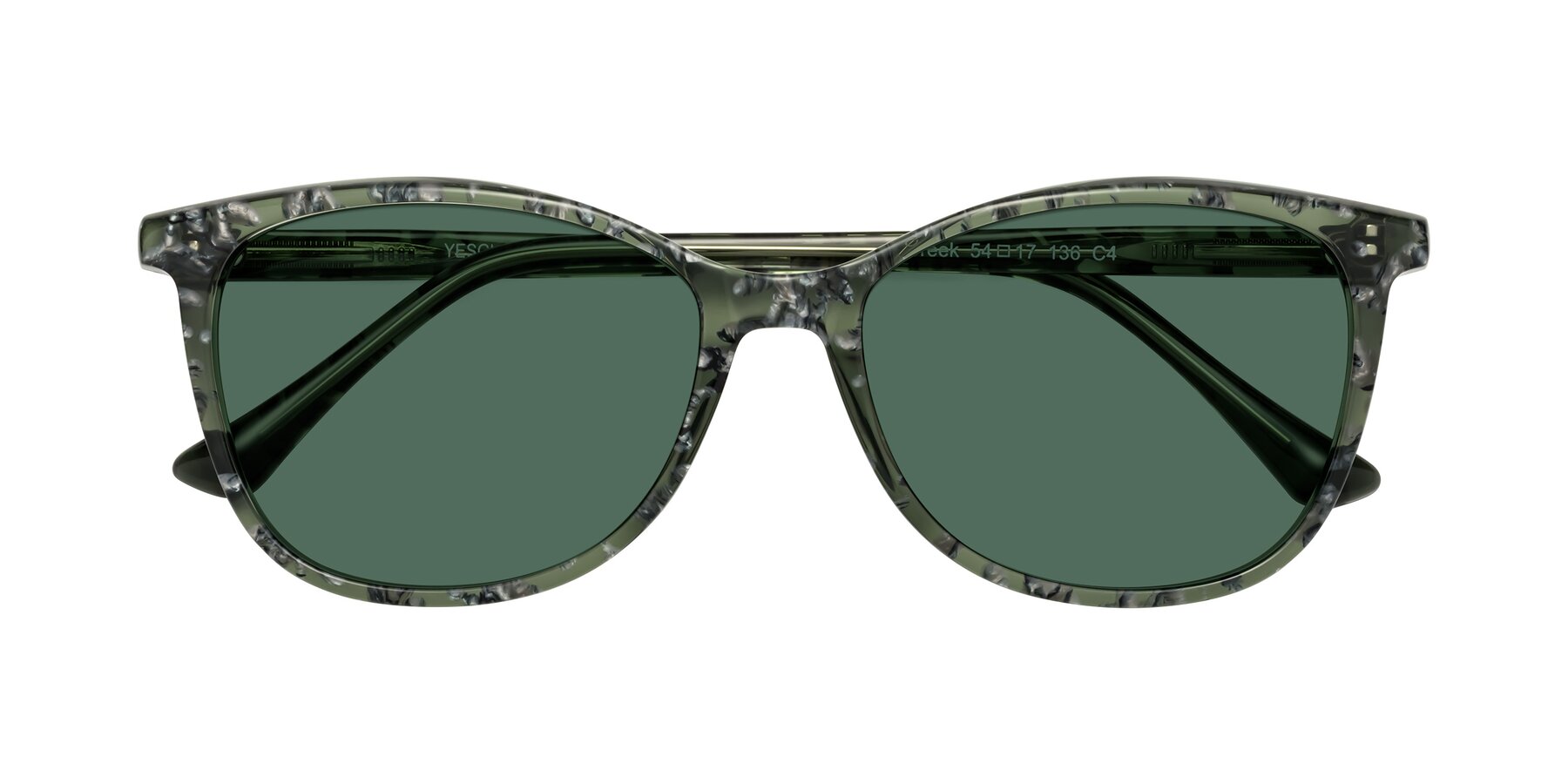 Folded Front of Creek in Green Floral with Green Polarized Lenses