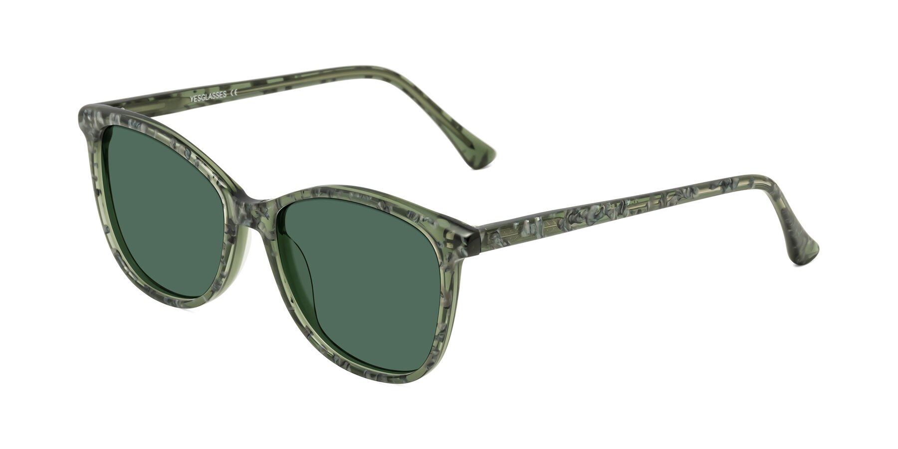 Angle of Creek in Green Floral with Green Polarized Lenses