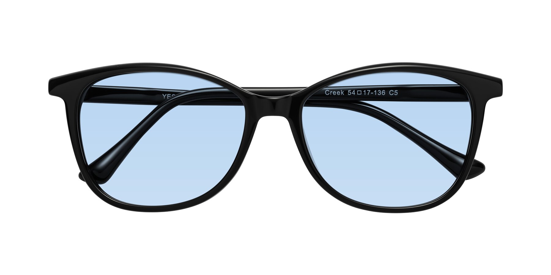 Folded Front of Creek in Black with Light Blue Tinted Lenses
