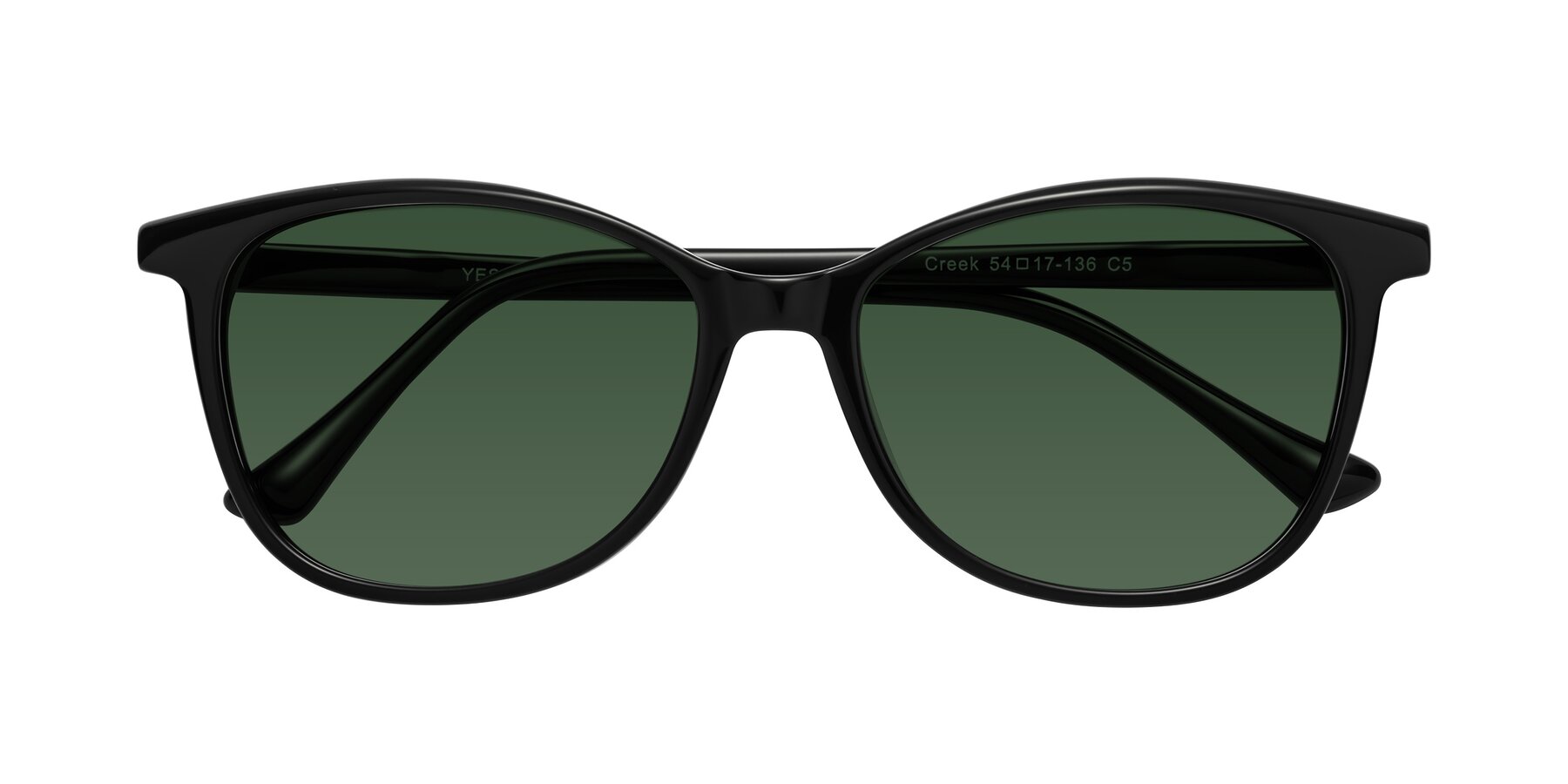 Folded Front of Creek in Black with Green Tinted Lenses