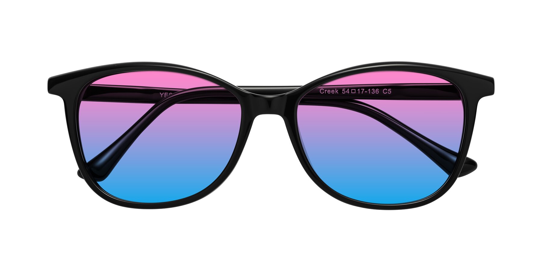 Folded Front of Creek in Black with Pink / Blue Gradient Lenses