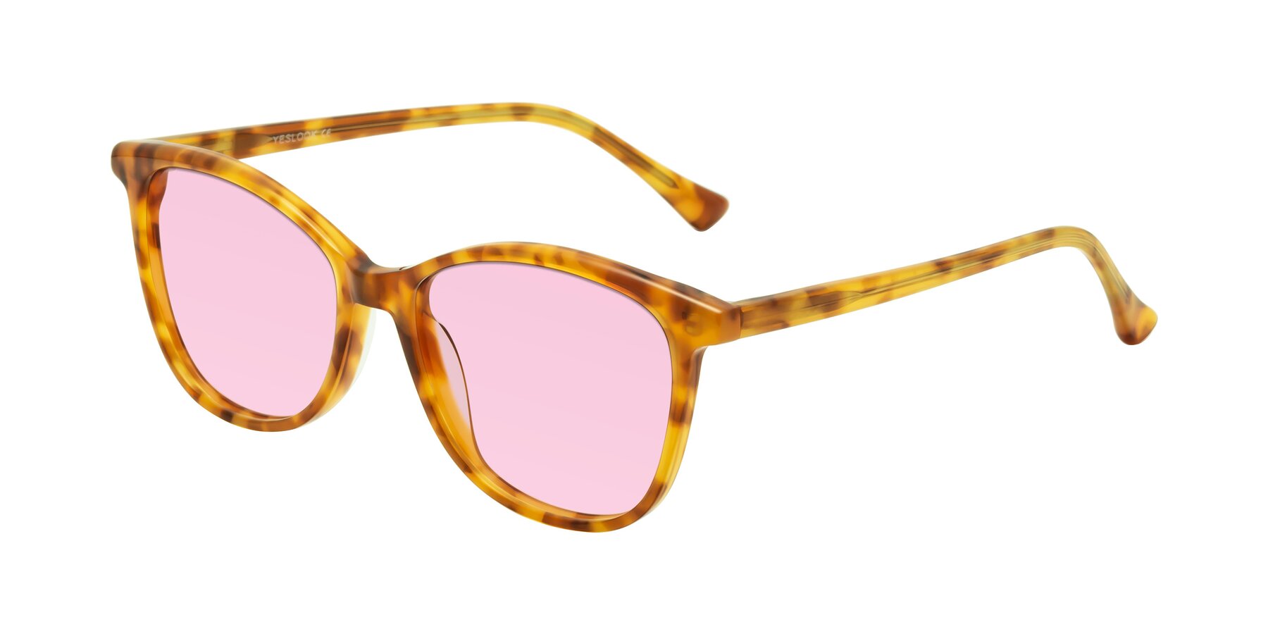 Angle of Creek in Amber Tortoise with Light Pink Tinted Lenses