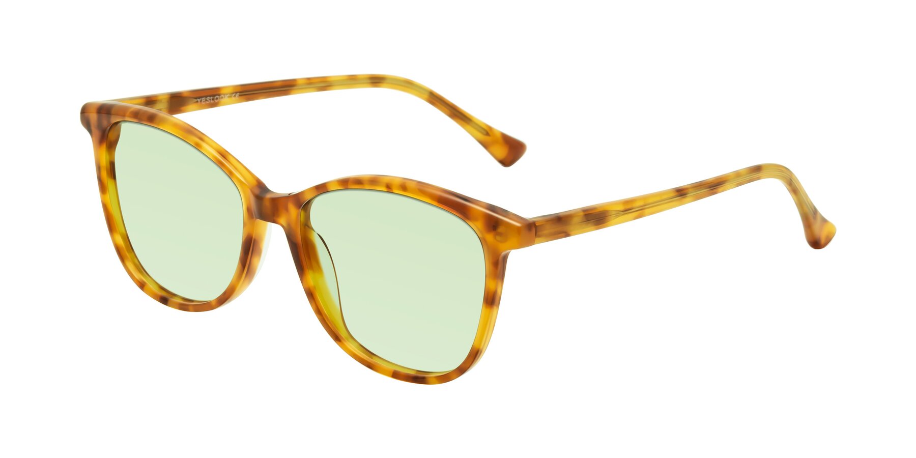 Angle of Creek in Amber Tortoise with Light Green Tinted Lenses