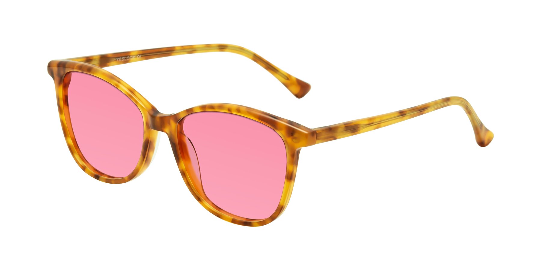 Angle of Creek in Amber Tortoise with Pink Tinted Lenses