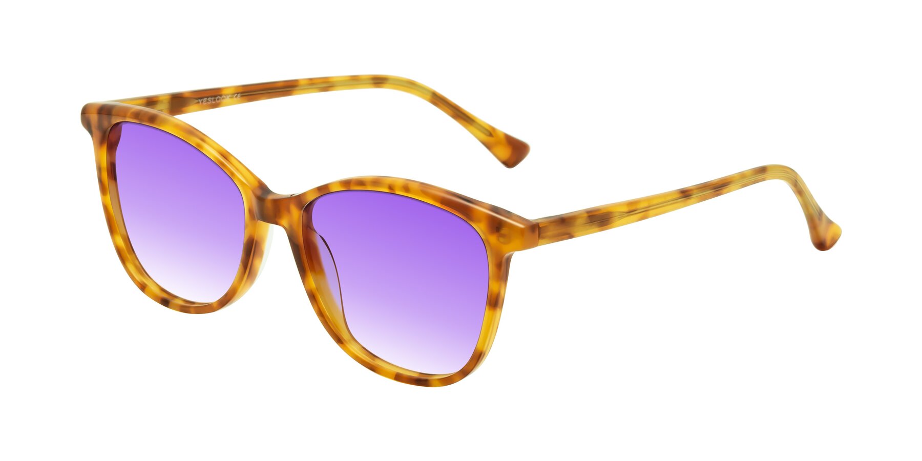 Angle of Creek in Amber Tortoise with Purple Gradient Lenses