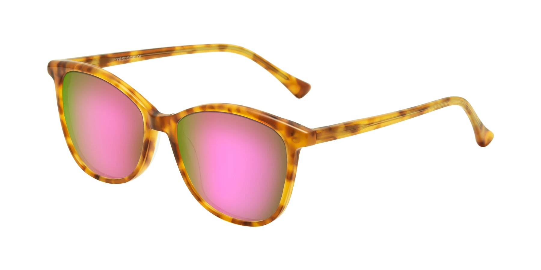 Angle of Creek in Amber Tortoise with Pink Mirrored Lenses