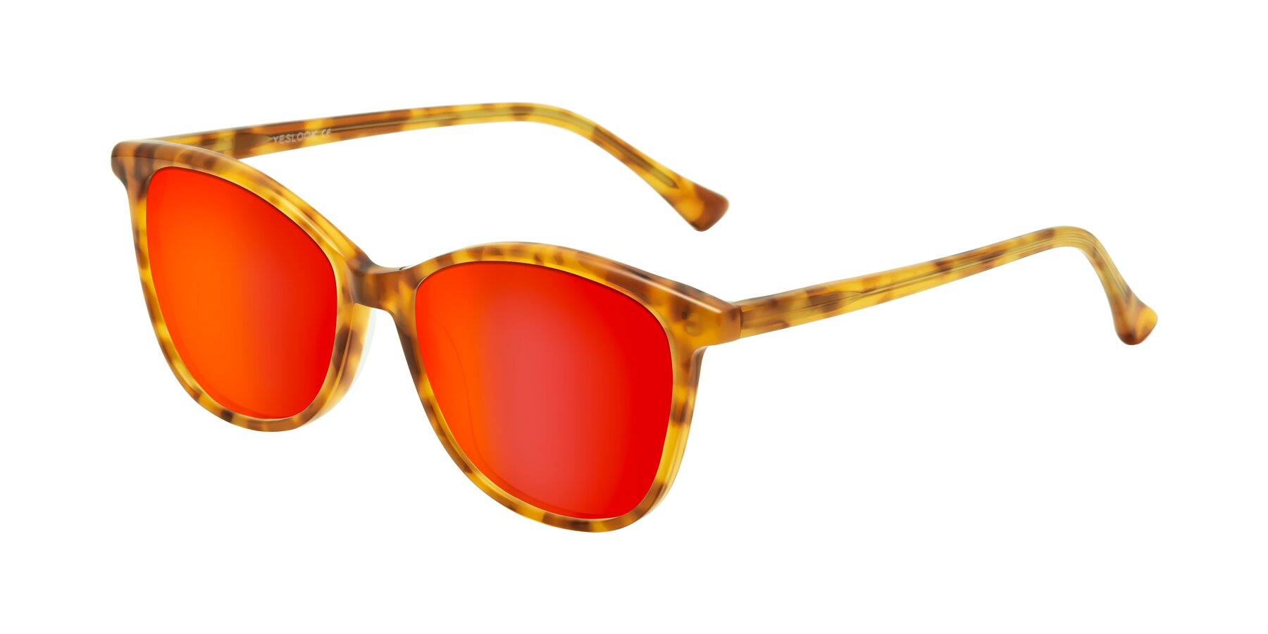 Angle of Creek in Amber Tortoise with Red Gold Mirrored Lenses