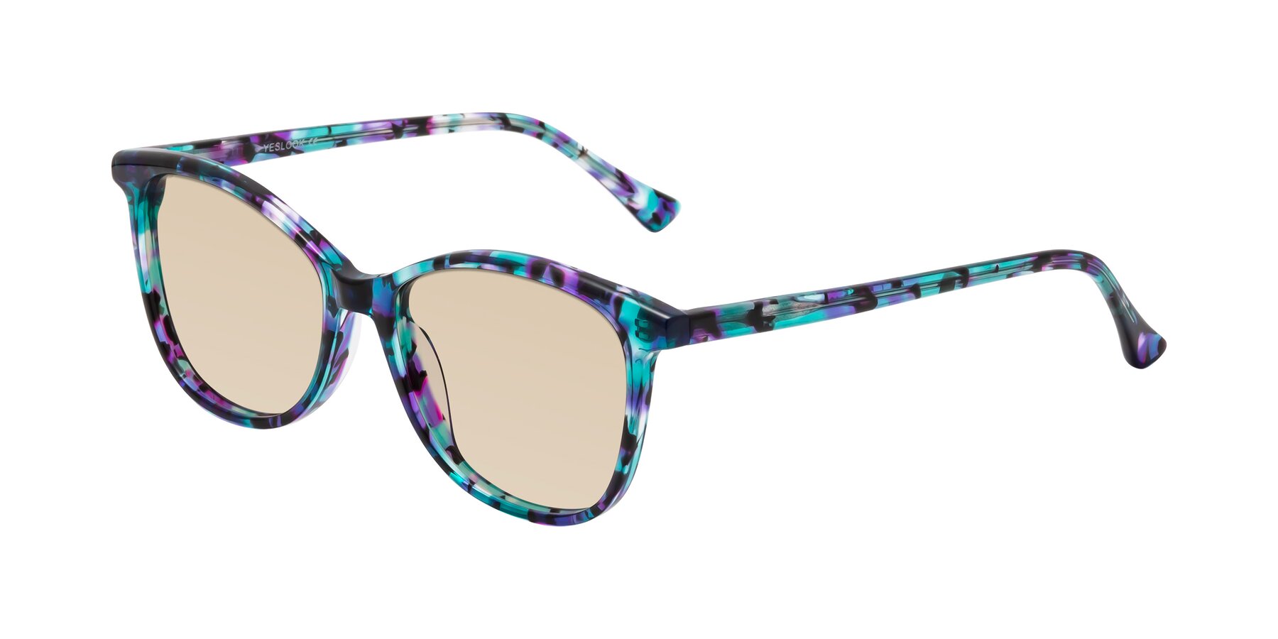 Angle of Creek in Floral Blue with Light Brown Tinted Lenses