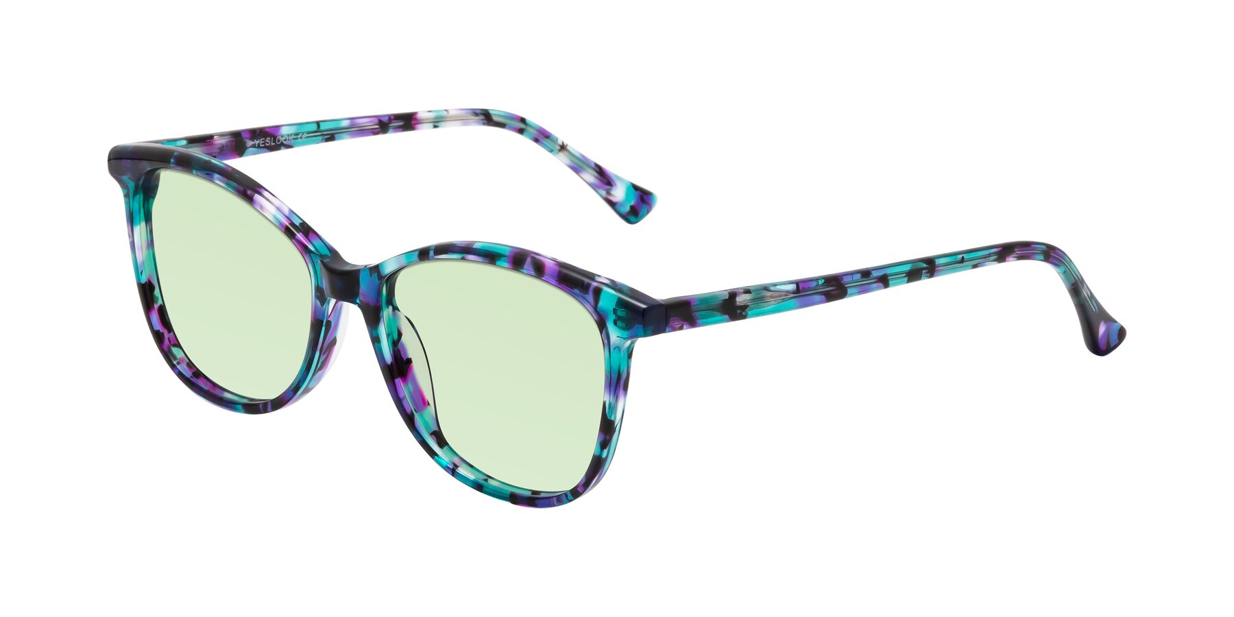 Angle of Creek in Floral Blue with Light Green Tinted Lenses