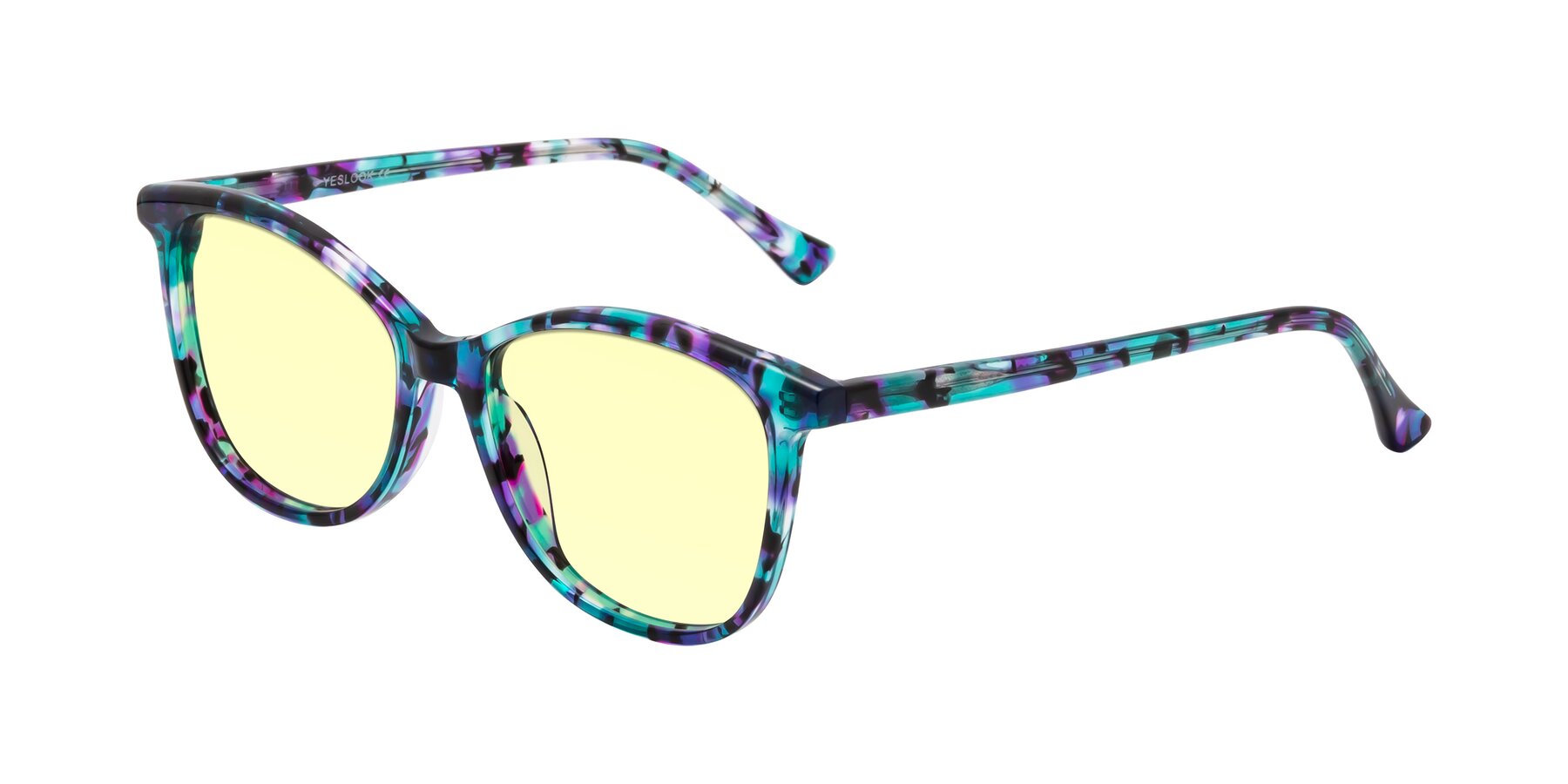 Angle of Creek in Floral Blue with Light Yellow Tinted Lenses