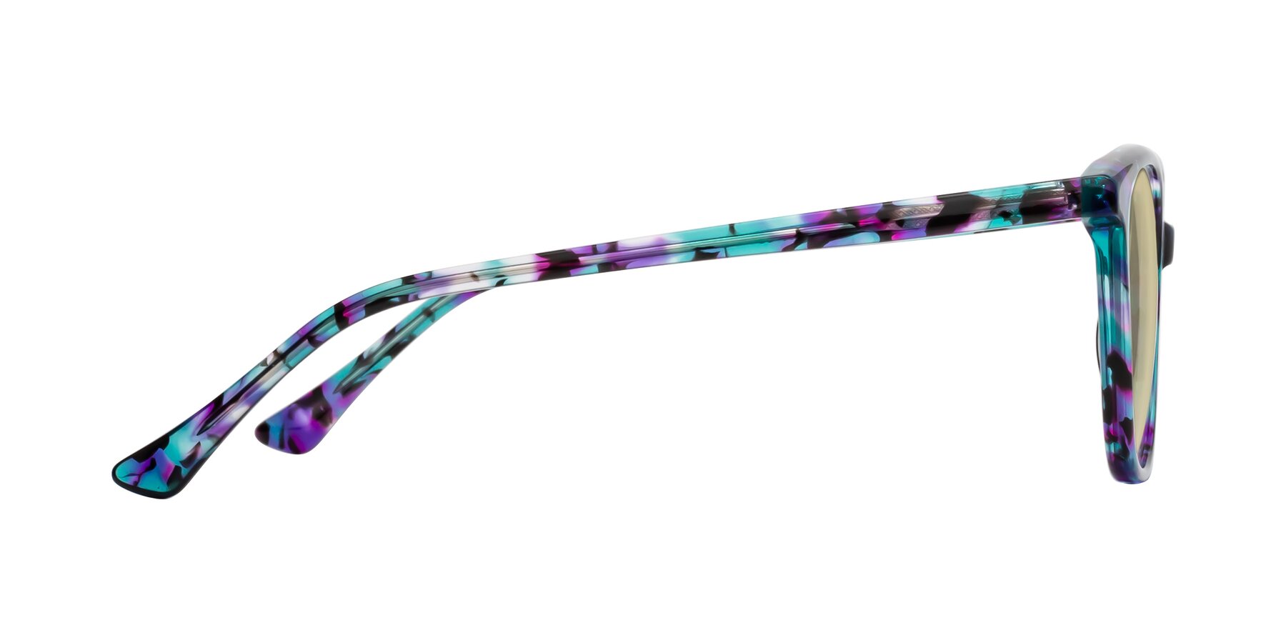 Side of Creek in Floral Blue with Light Champagne Tinted Lenses