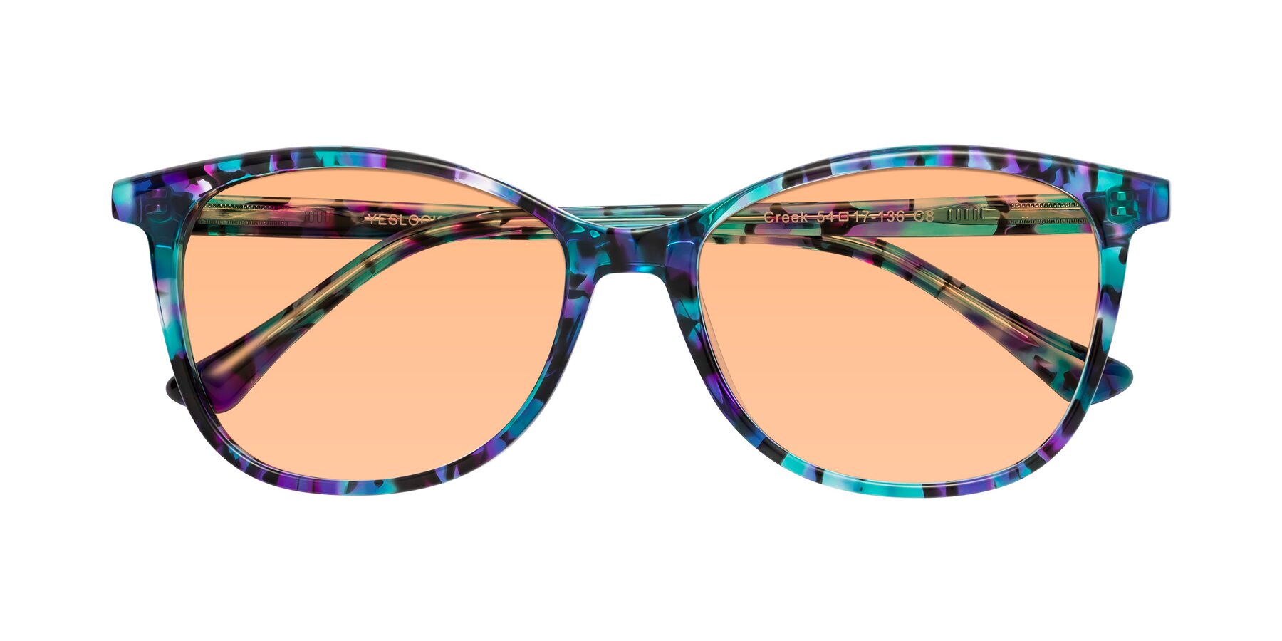 Folded Front of Creek in Floral Blue with Light Orange Tinted Lenses