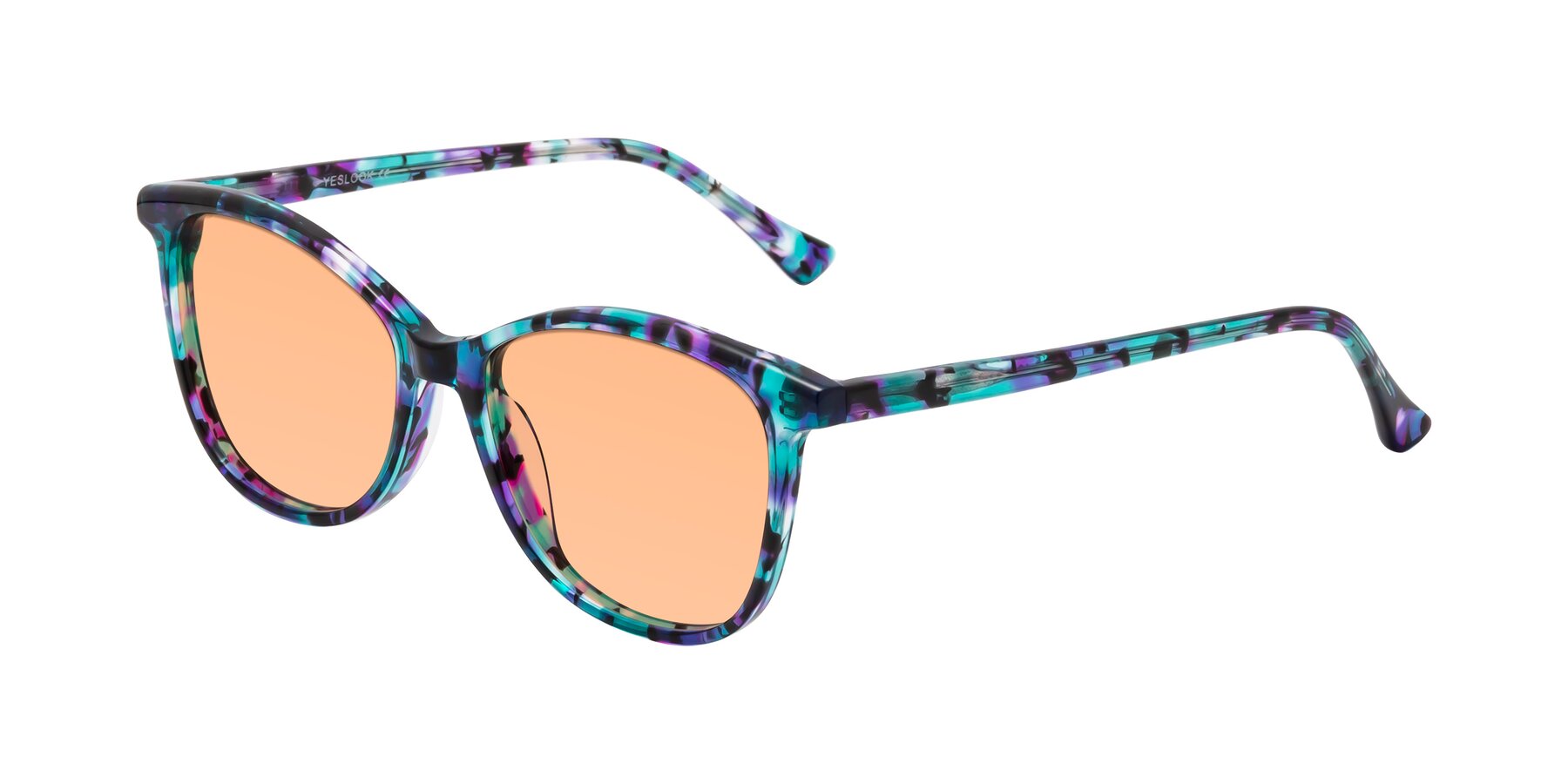 Angle of Creek in Floral Blue with Light Orange Tinted Lenses