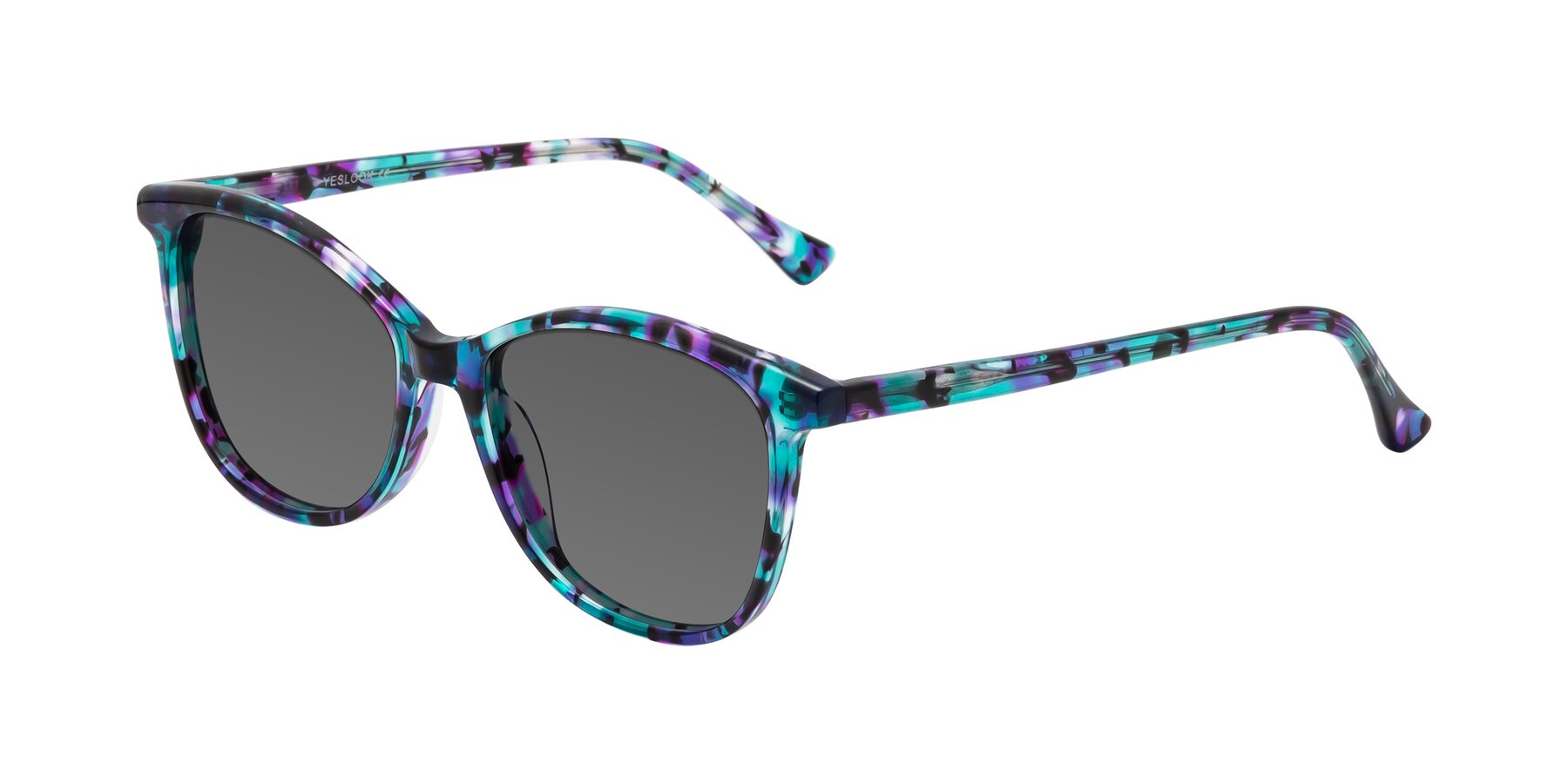 Angle of Creek in Floral Blue with Medium Gray Tinted Lenses