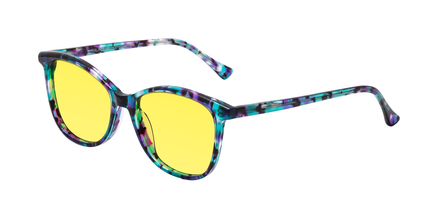 Angle of Creek in Floral Blue with Medium Yellow Tinted Lenses