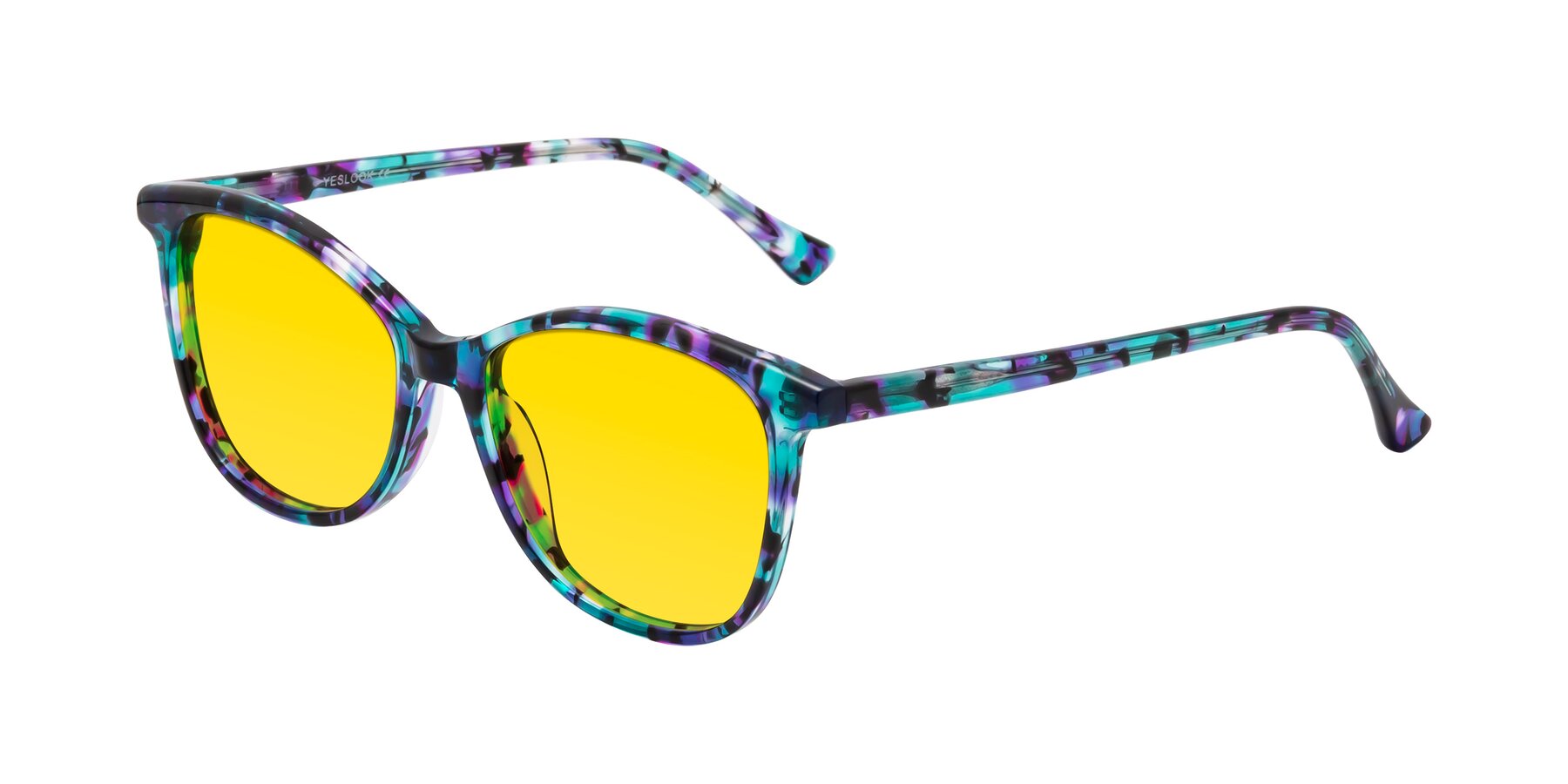 Angle of Creek in Floral Blue with Yellow Tinted Lenses