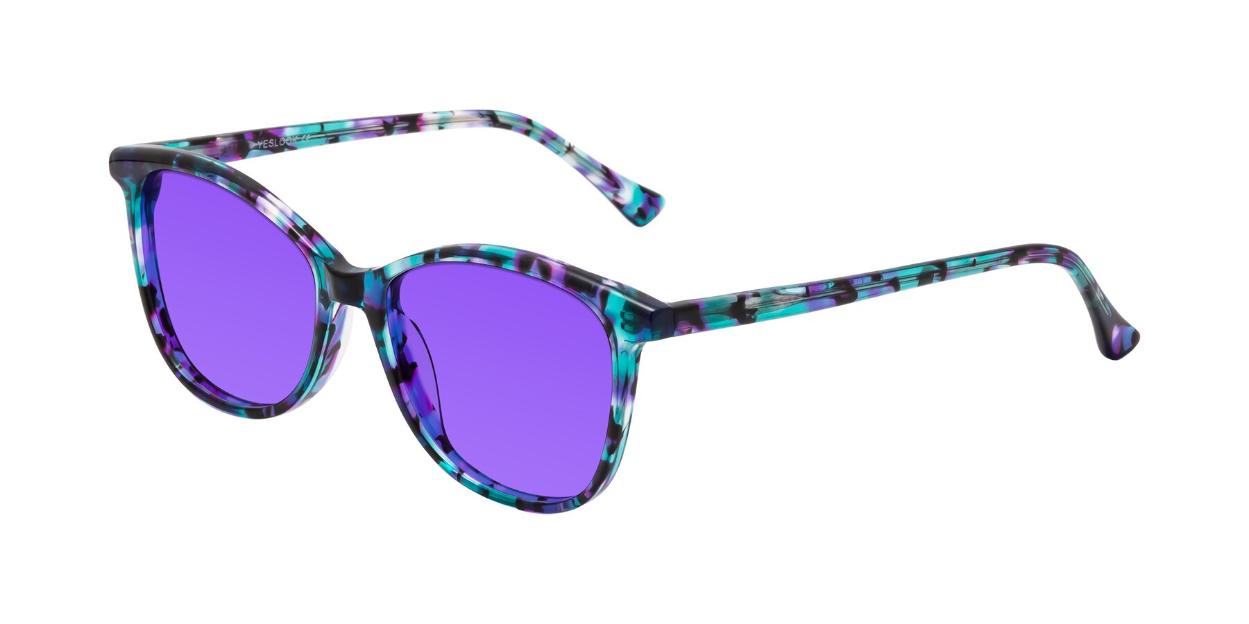 Angle of Creek in Floral Blue with Purple Tinted Lenses